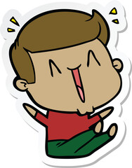 sticker of a cartoon happy man