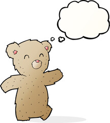 cartoon teddy bear with thought bubble