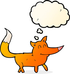 cartoon little fox with thought bubble