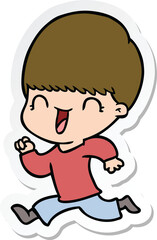 sticker of a happy cartoon boy