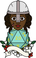 human fighter with natural twenty dice roll illustration