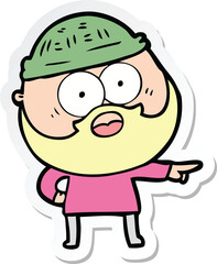 sticker of a cartoon bearded man pointing