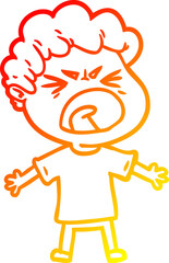warm gradient line drawing cartoon furious man