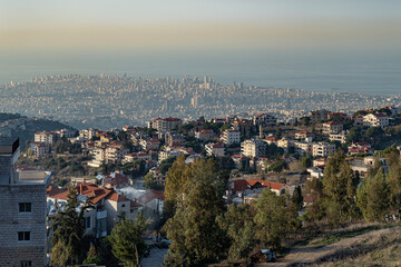 Beirut viewed from a mountain top, Lebanon