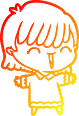warm gradient line drawing cartoon woman