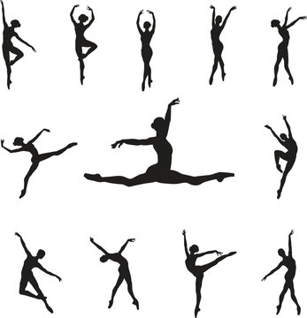 silhouettes of ballet dancers set