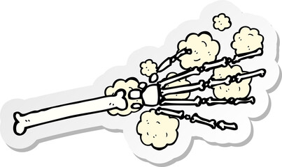 sticker of a cartoon skeleton hand