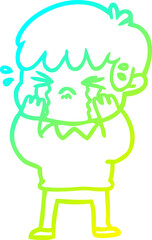 Obraz premium cold gradient line drawing cartoon boy crying