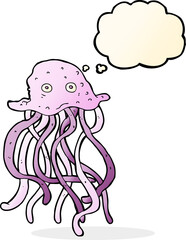 cartoon octopus with thought bubble