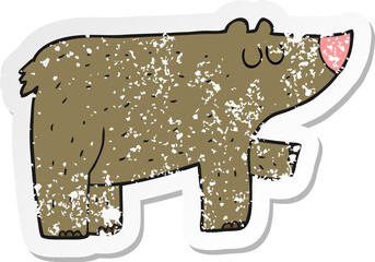 retro distressed sticker of a cartoon bear