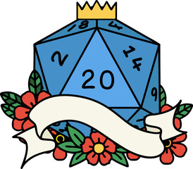 natural twenty D20 dice roll illustration