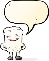 cartoon tooth looking smug with speech bubble