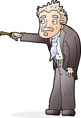 cartoon man trembling with key unlocking