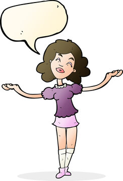recommend clip art: cartoon woman taking praise with speech bubble
