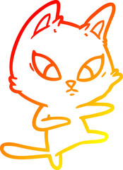 Obraz premium warm gradient line drawing confused cartoon cat