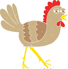 flat color illustration of a cartoon chicken