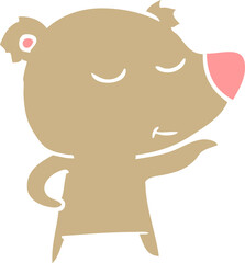 happy flat color style cartoon bear