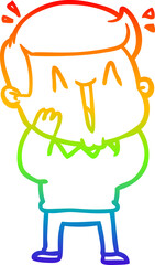 rainbow gradient line drawing cartoon excited man