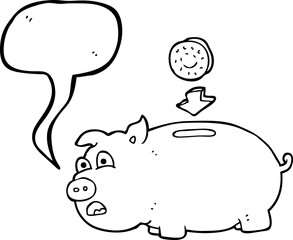 speech bubble cartoon piggy bank
