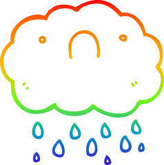 rainbow gradient line drawing cute cartoon cloud