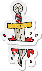 retro distressed sticker of a cartoon dagger tattoo