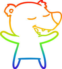 rainbow gradient line drawing cartoon bear