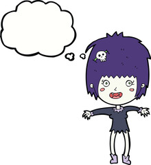 cartoon vampire girl with thought bubble