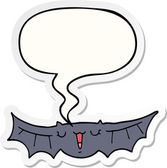 cartoon bat and speech bubble sticker