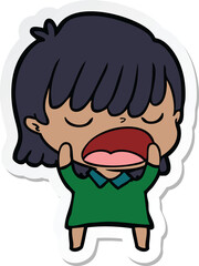 sticker of a cartoon woman talking loudly