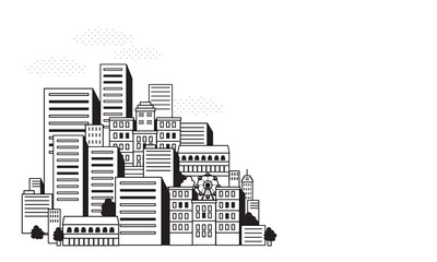 シンプルな街並みのイラスト  © matsu