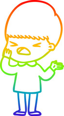 rainbow gradient line drawing cartoon stressed man