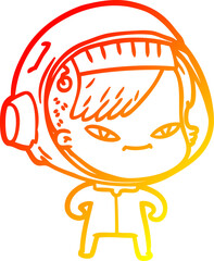 warm gradient line drawing cartoon astronaut woman