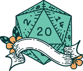 natural twenty D20 dice roll illustration