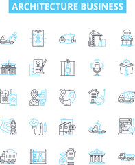 Architecture business vector line icons set. Building, Design, Structures, Construction, Property, Planning, Residential illustration outline concept symbols and signs