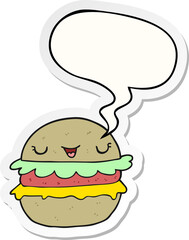 cartoon burger and speech bubble sticker