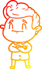 warm gradient line drawing happy cartoon man