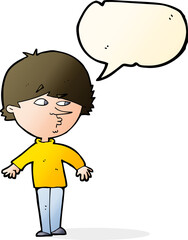 cartoon suspicious man looking over shoulder with speech bubble