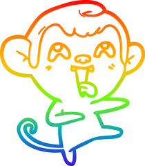 rainbow gradient line drawing crazy cartoon monkey