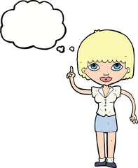 cartoon woman with idea with thought bubble