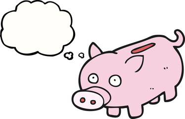 thought bubble cartoon piggy bank