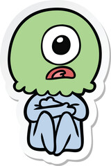 sticker of a cartoon cyclops alien spaceman