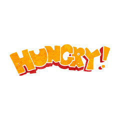 retro cartoon hungry text