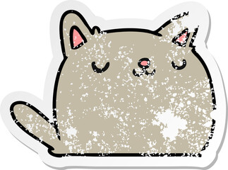 distressed sticker cartoon of cute kawaii cat
