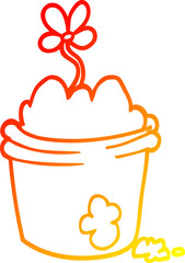 warm gradient line drawing cartoon flower pot