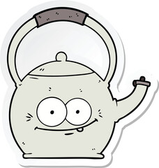 sticker of a cartoon kettle