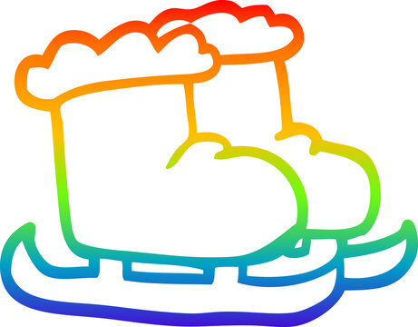 recommend clip art: rainbow gradient line drawing cartoon ice skating boots