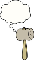 cartoon mallet and thought bubble