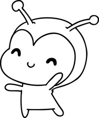 line drawing kawaii of a cute lady bug