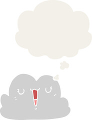 cute cartoon cloud and thought bubble in retro style