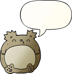 cartoon bear and speech bubble in smooth gradient style